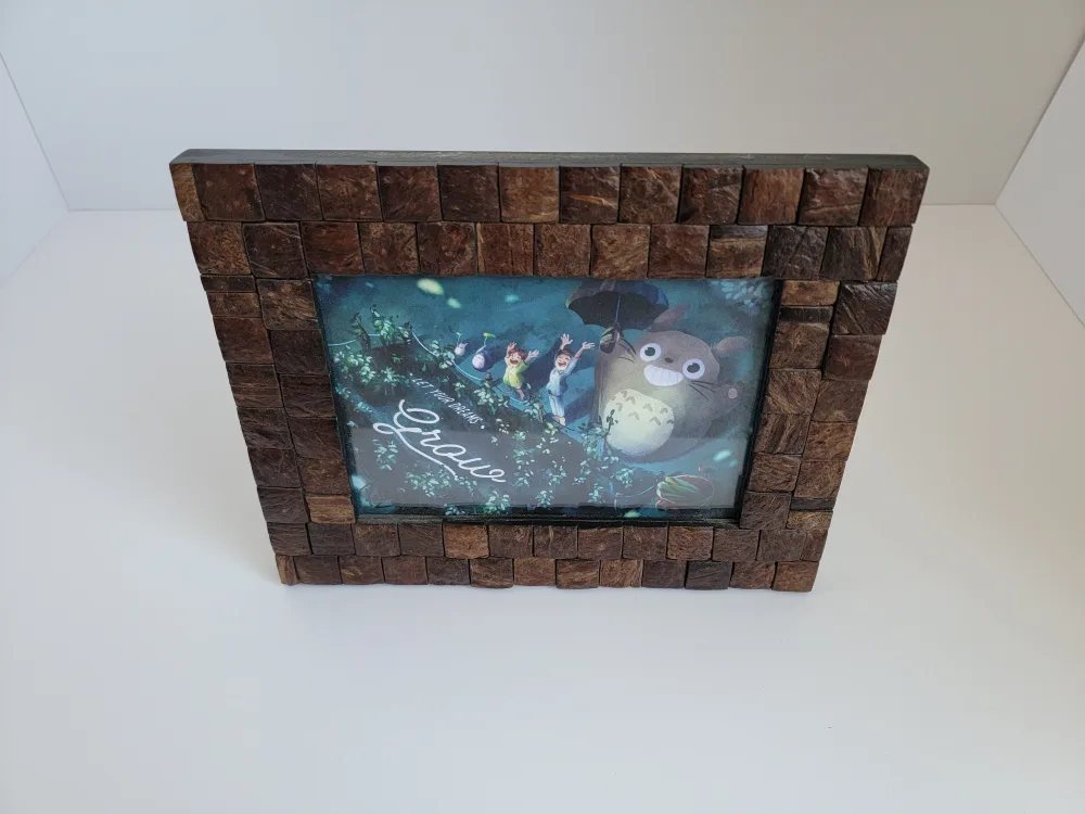 Brown Block Picture Frame with Totoro Art thumbnail