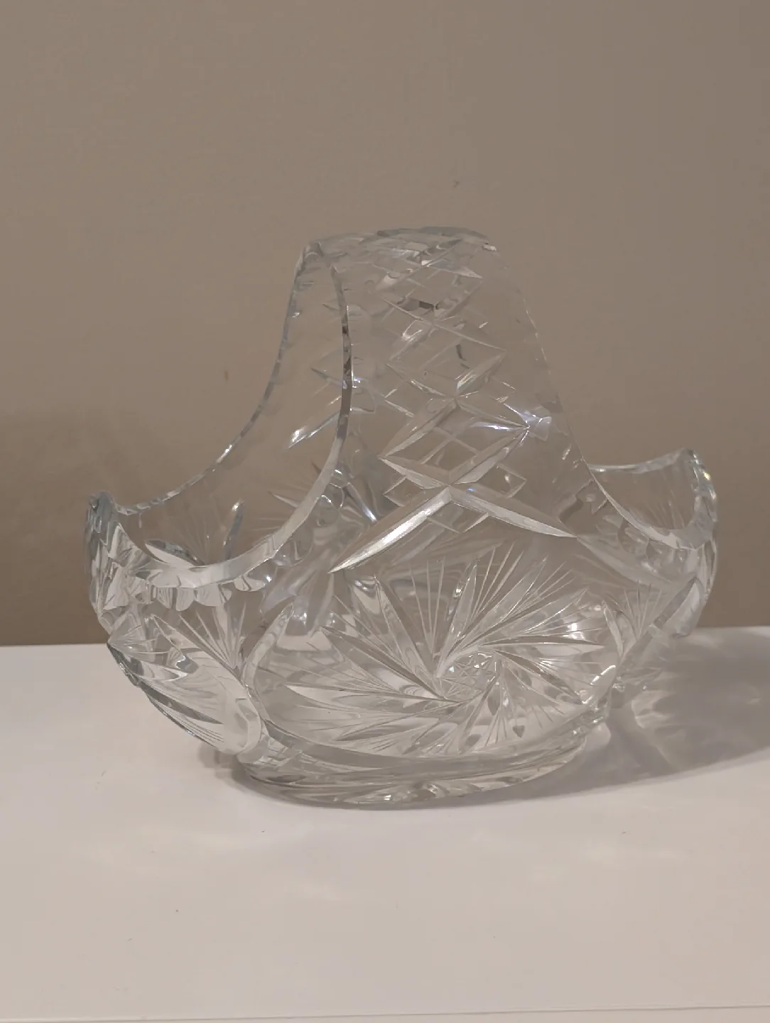 Crystal Basket with Handle ~8 inch diameter thumbnail
