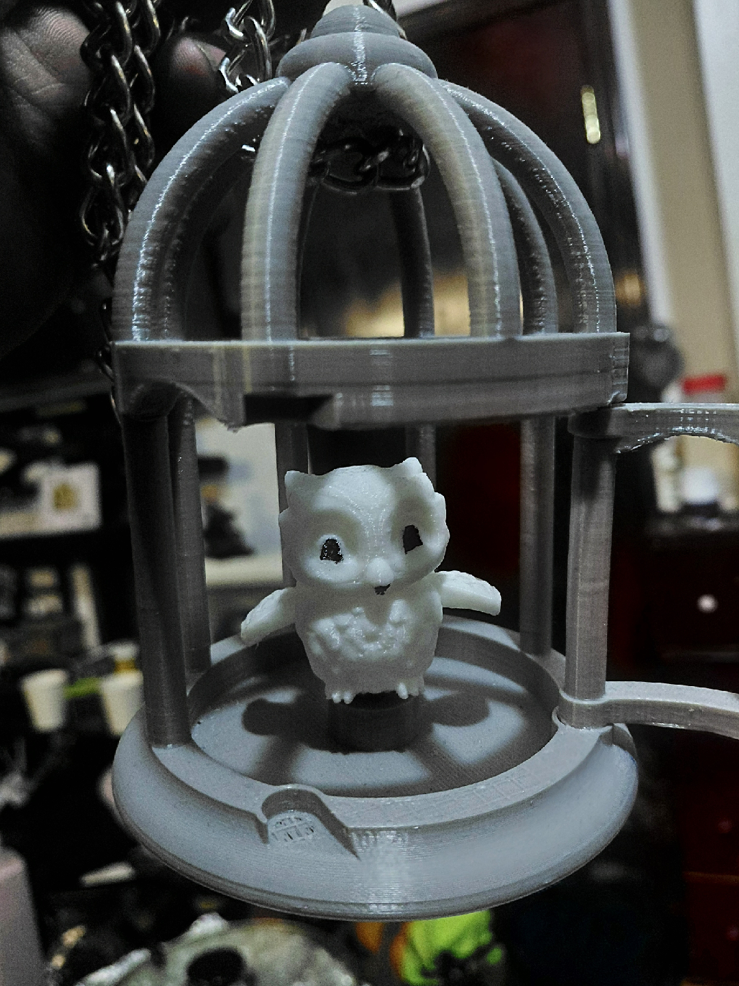 Owl in Cage Figurine