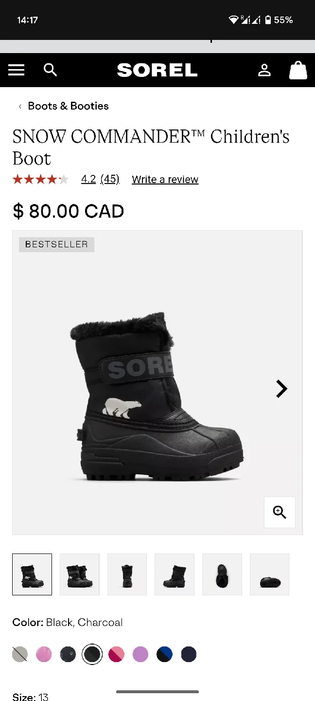 Sorel Kid's Snow Commander Boots, Size 13 image indicator(6)