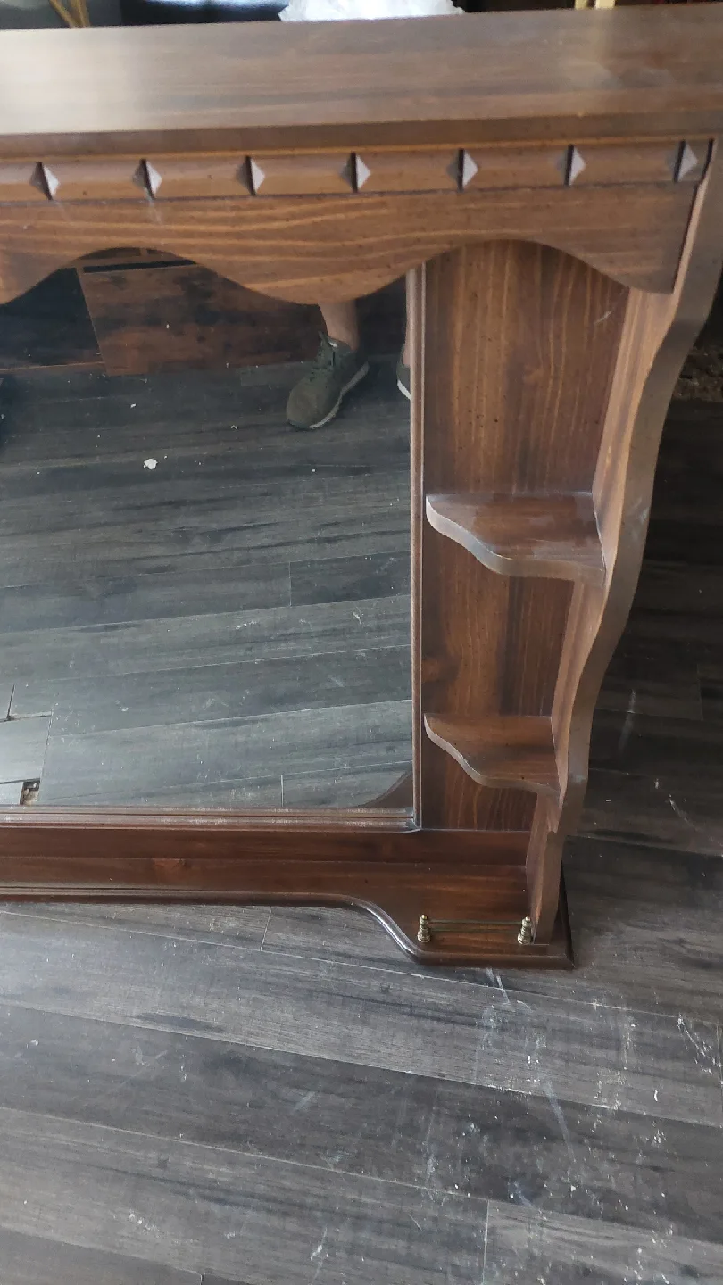 Wood Framed Mirror with Shelves 55"x43" image indicator(2)