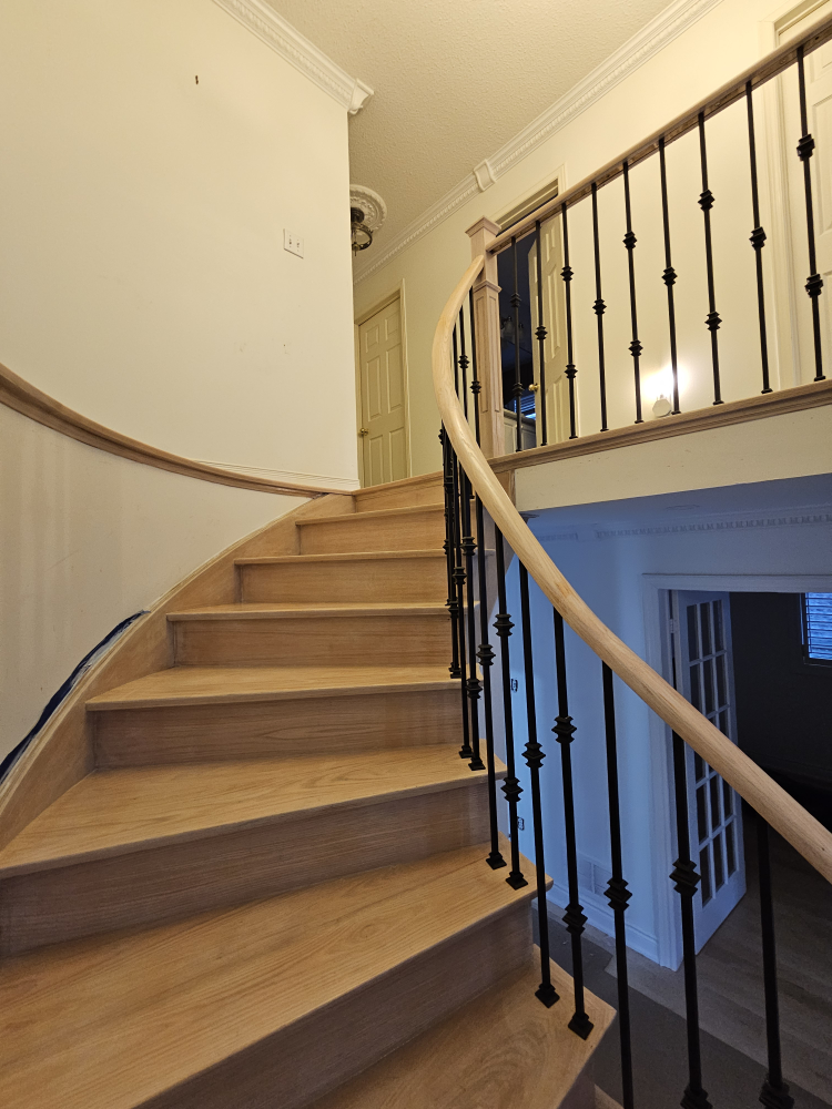 Custom Staircase with Wrought Iron Railing - photo 2