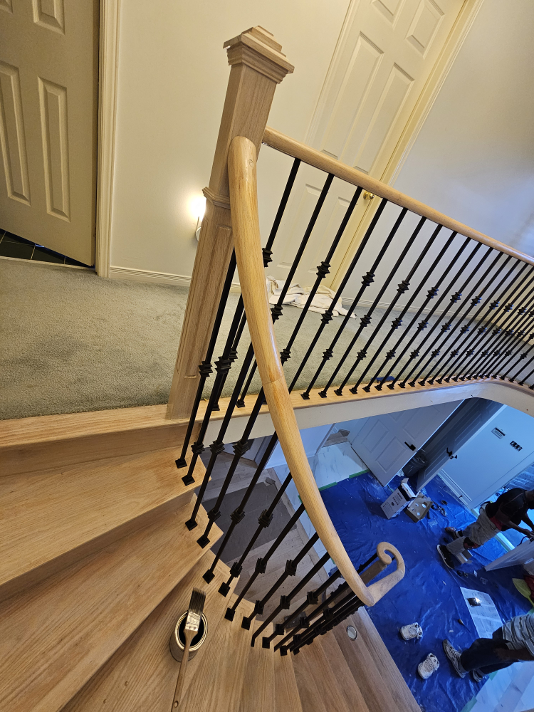 Custom Staircase with Wrought Iron Railing - photo 3