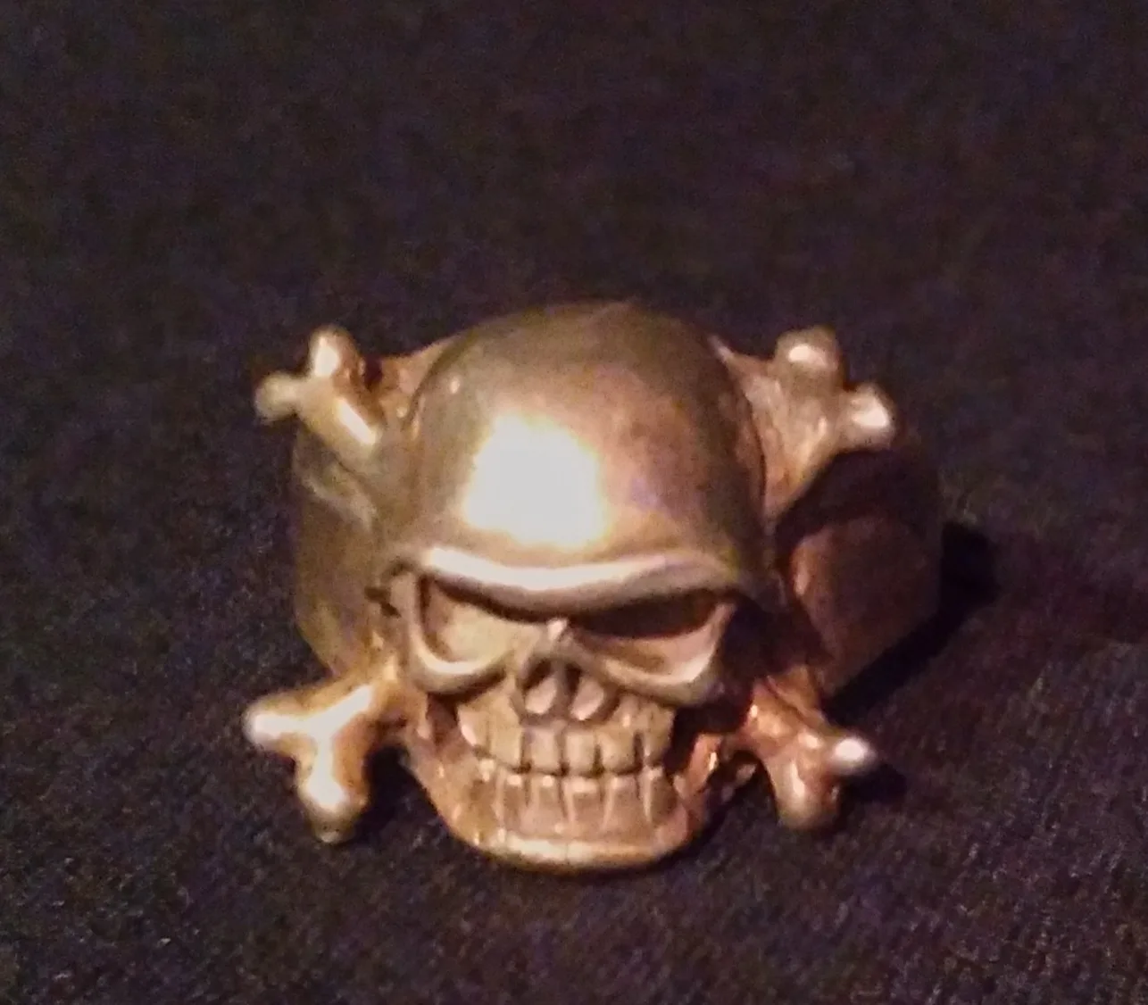 STIRLING SILVER 925 RING - SKULL & CROSSBONES - VINTAGE image indicator(8)