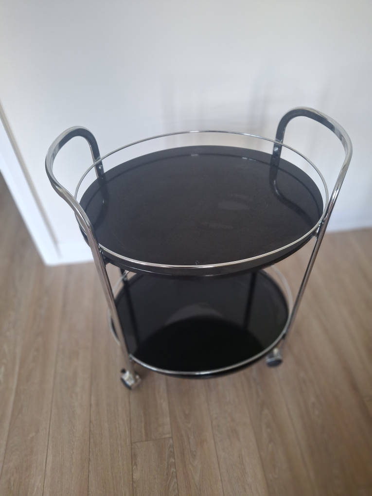 plexiglass serving cart- black and silver - photo 3