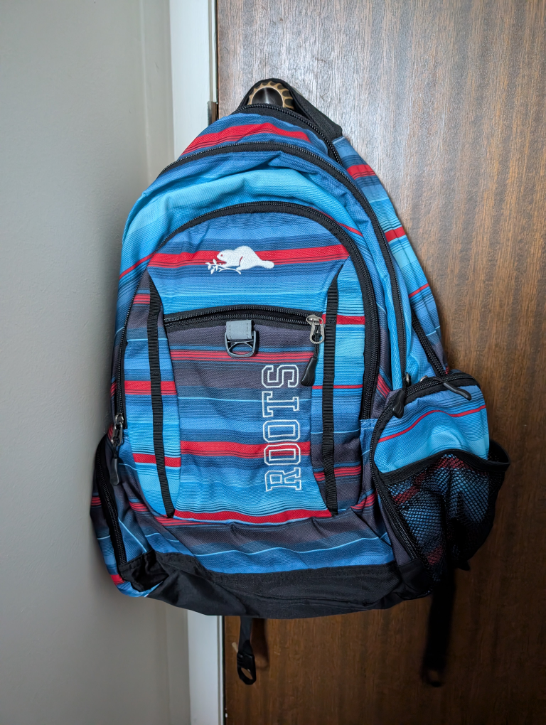 Roots Backpack - Blue/Red Striped