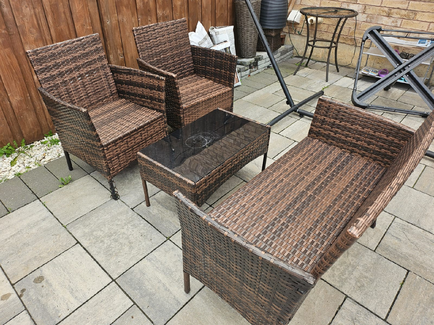 Rattan Patio Set - Loveseat, Chairs, Table - photo 2