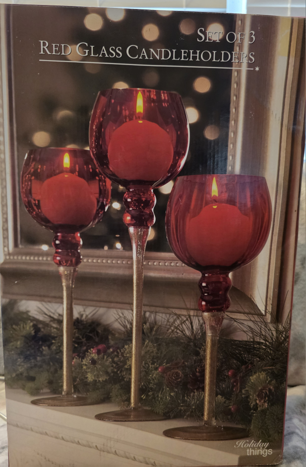 Holiday Things Red Glass Candleholders (Set of 3)