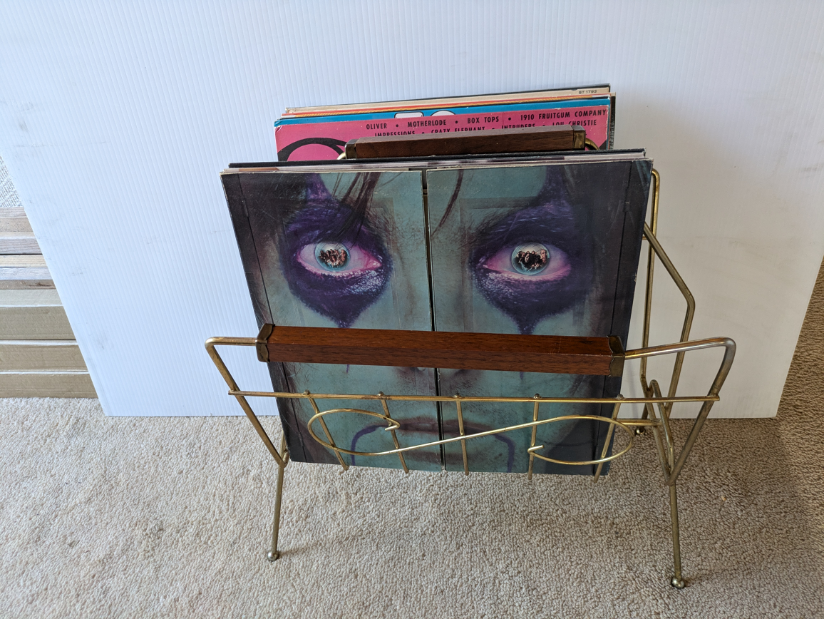 1950s Record / Magazine Holder , ( wire and wood) - photo 2
