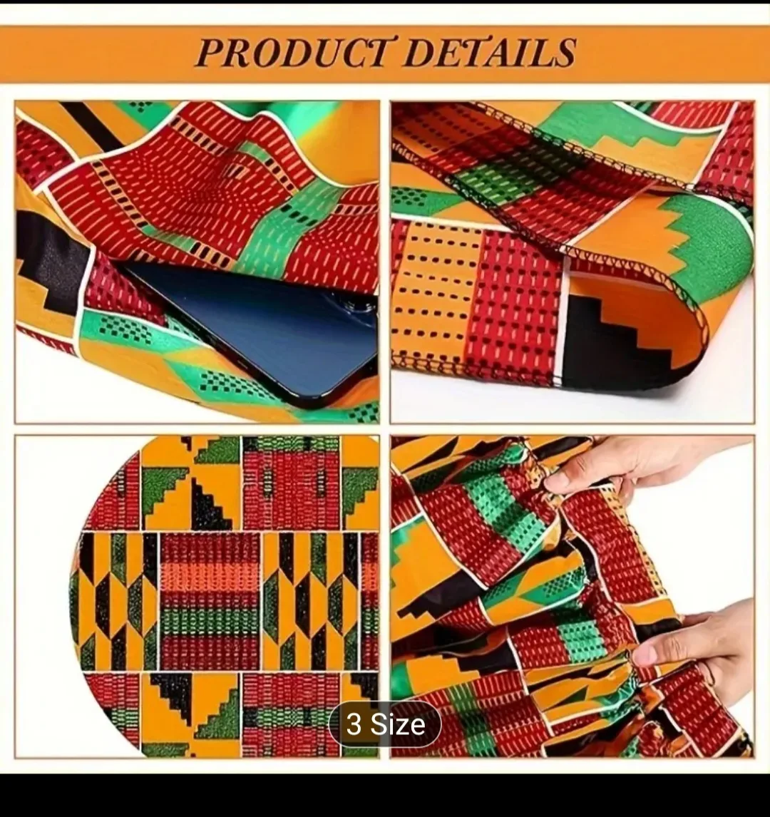 NEW African Print Maxi Skirt, Turban & Earrings set image indicator(5)