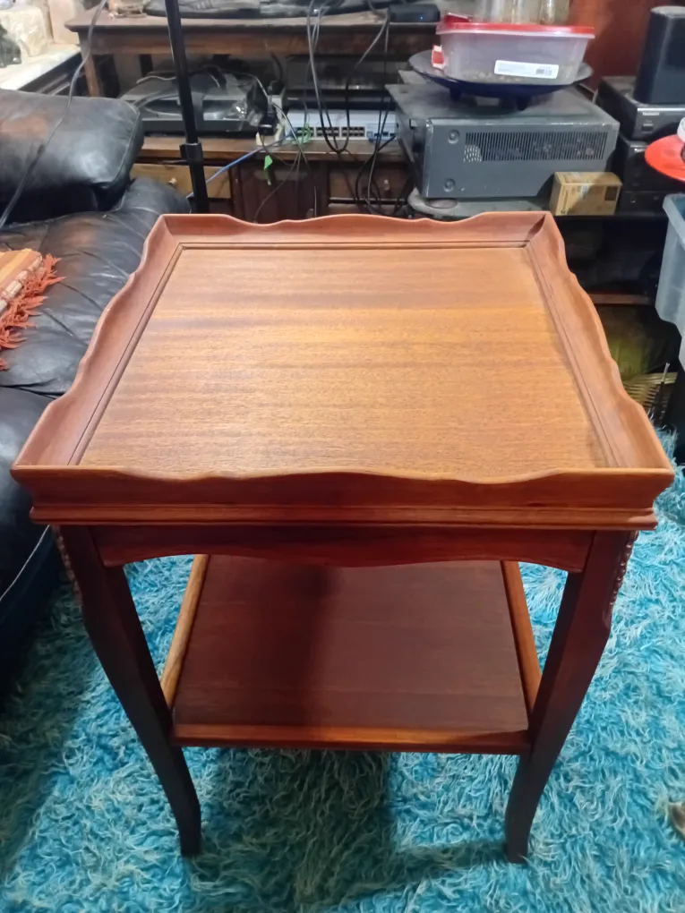 Cherry Wood ART DECO Side Table with Shelf image indicator(6)