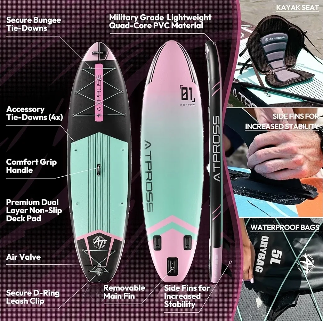 ATPROSS 11'6"x35" Inflatable Paddle Board – Extra Wide 450lbs image indicator(2)