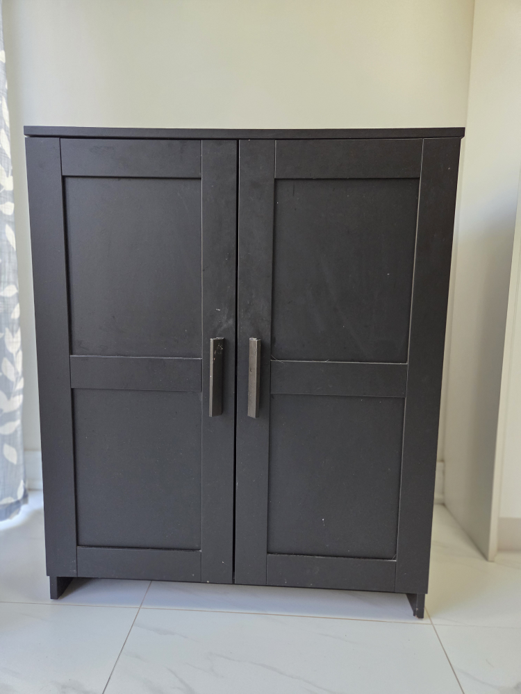 Black Cabinet with Doors and Shelves