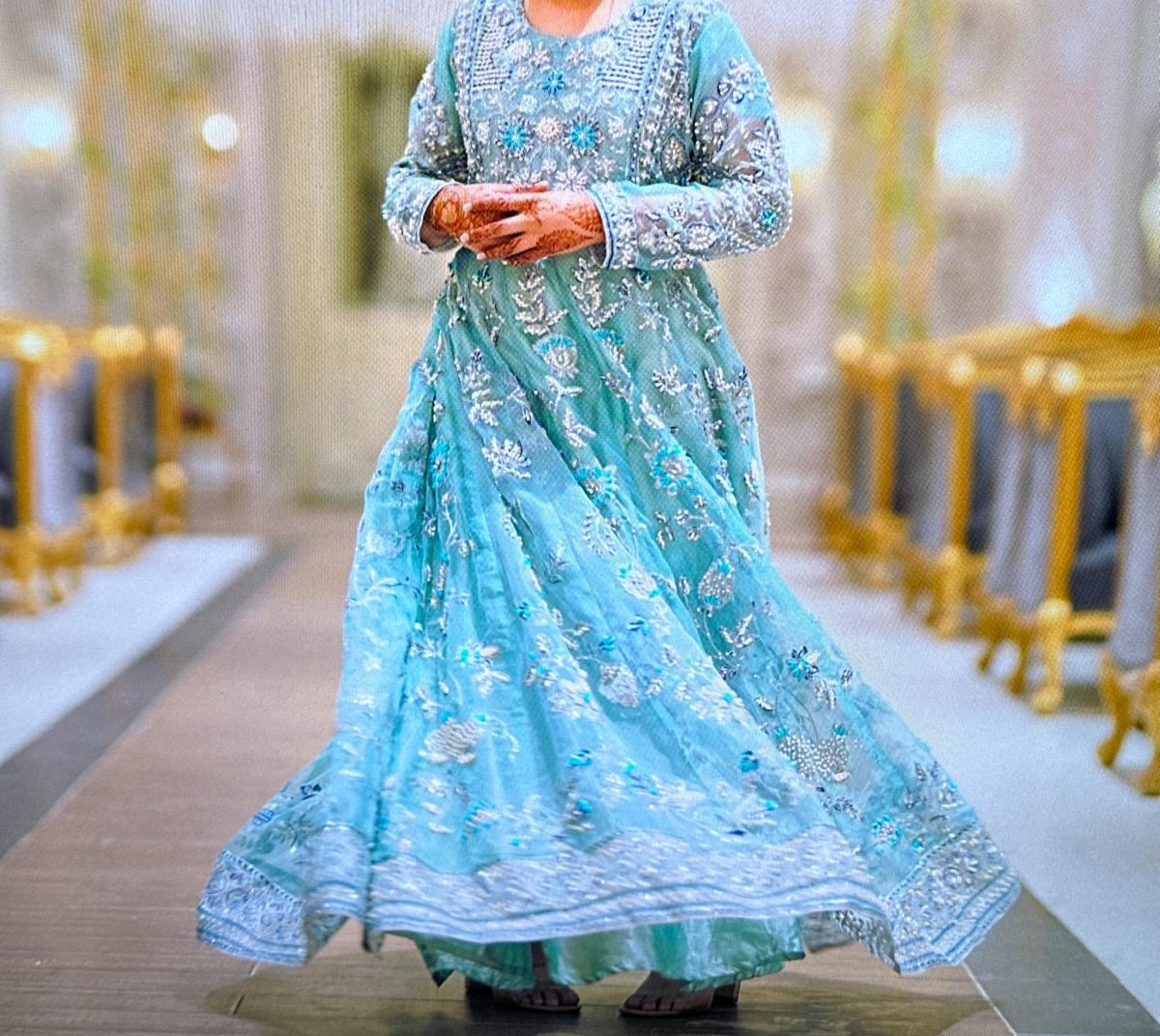 Blue Embroidered Anarkali Dress - photo 5