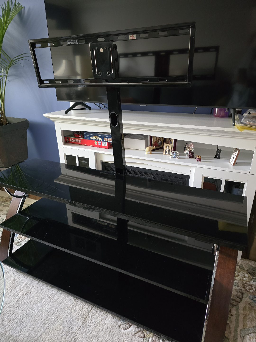 Black Glass TV Stand with Mount