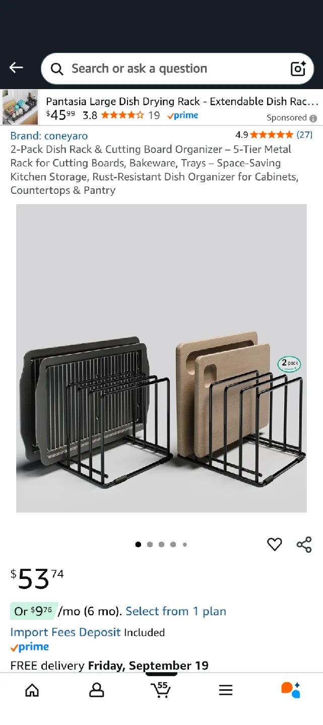 coneyaro Dish Rack & Cutting Board Organizer thumbnail