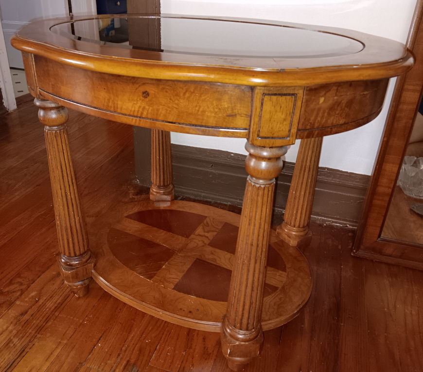 Oval Glass Top End Table