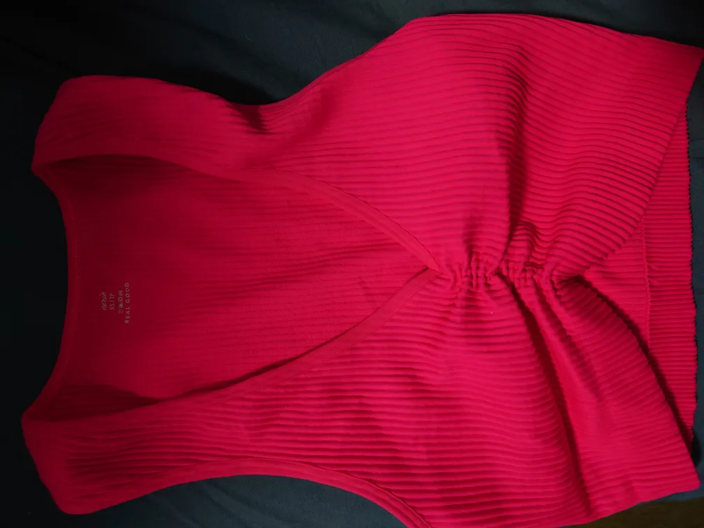 Aerie XS Pink Ribbed Wrap Top - Real Good thumbnail