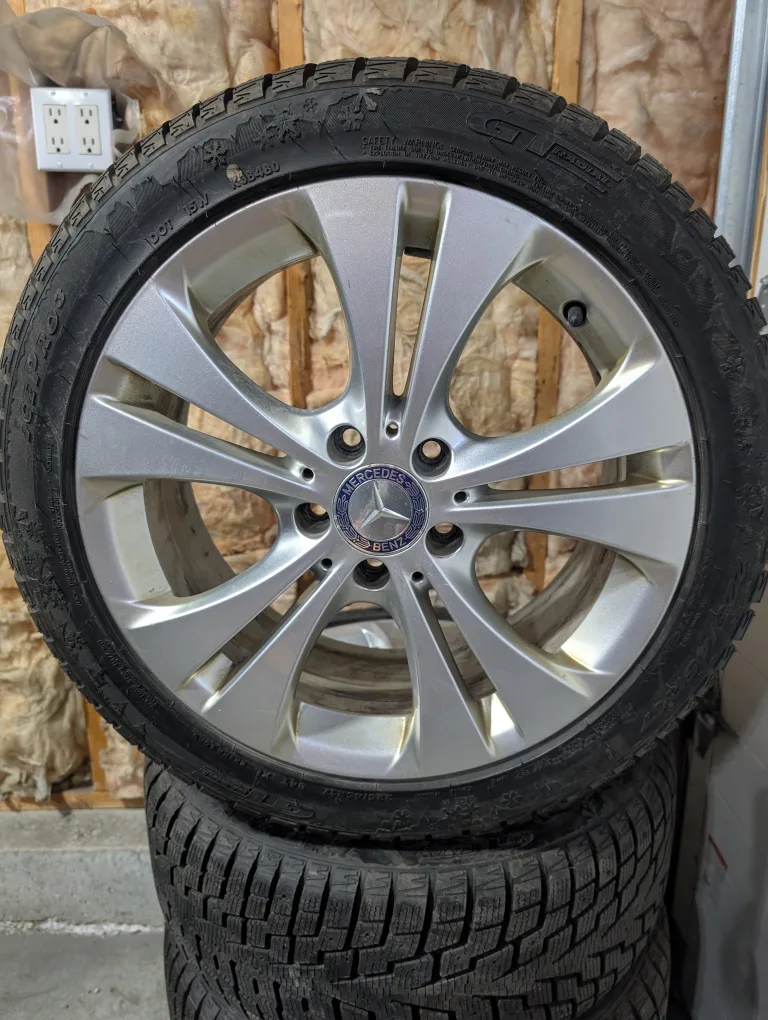 (4)-225/45R17 Winter Tires On Mercedes Benz Alloy Rims thumbnail