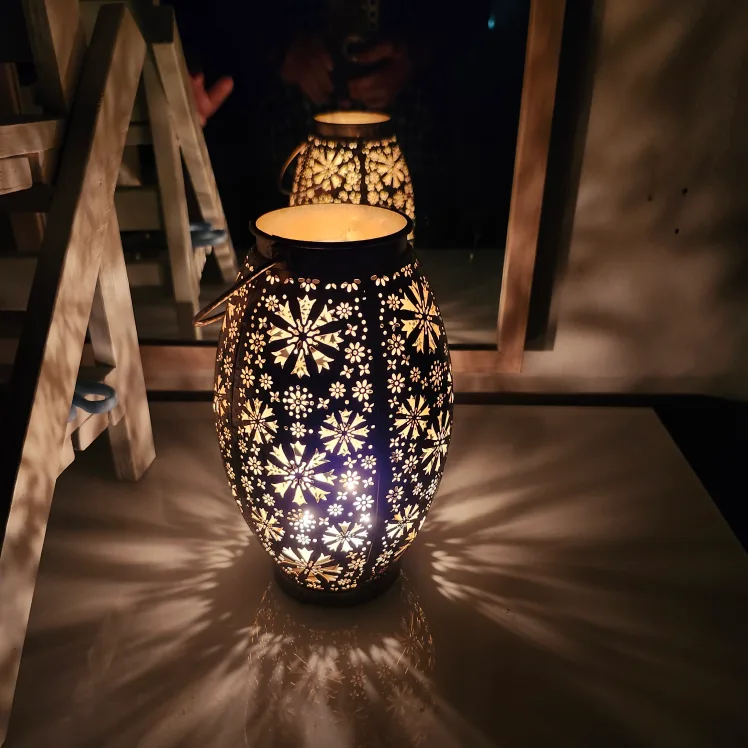 Metal Lantern with Snowflake Cutouts thumbnail