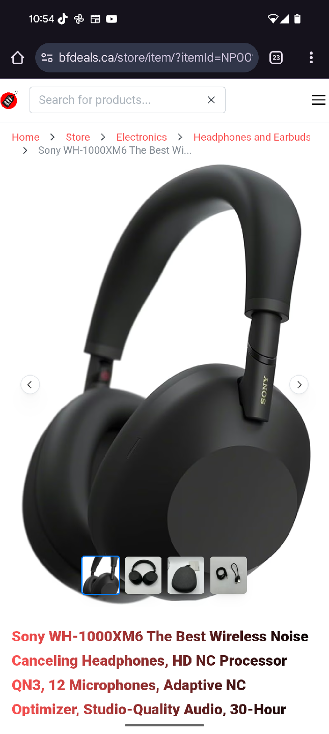 Sony WH-1000XM6 Wireless Noise Canceling Headphones - Black