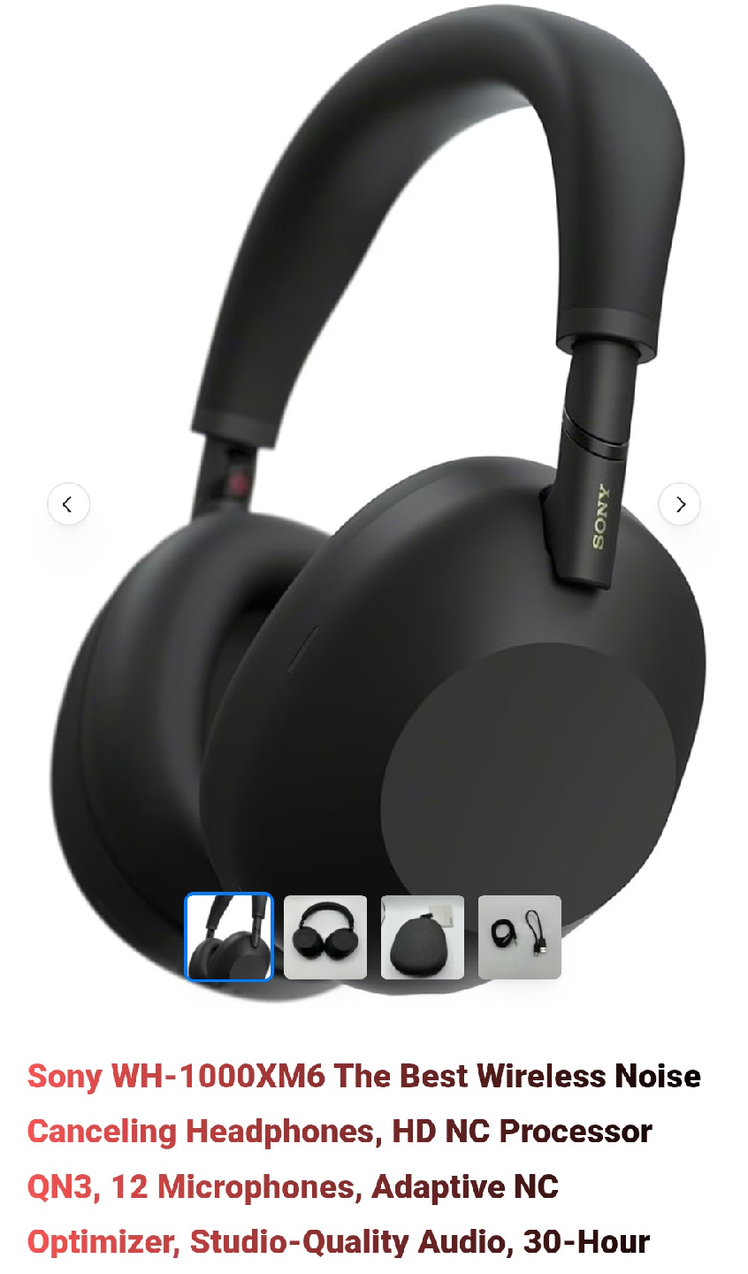 Sony WH-1000XM6 Wireless Noise Canceling Headphones - Black - photo 4