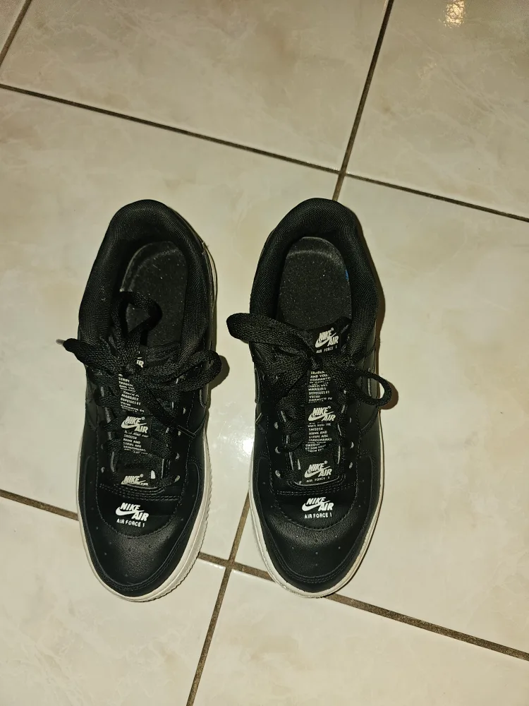 Nike Air Force 1 Black Shoes -Size 6Y thumbnail