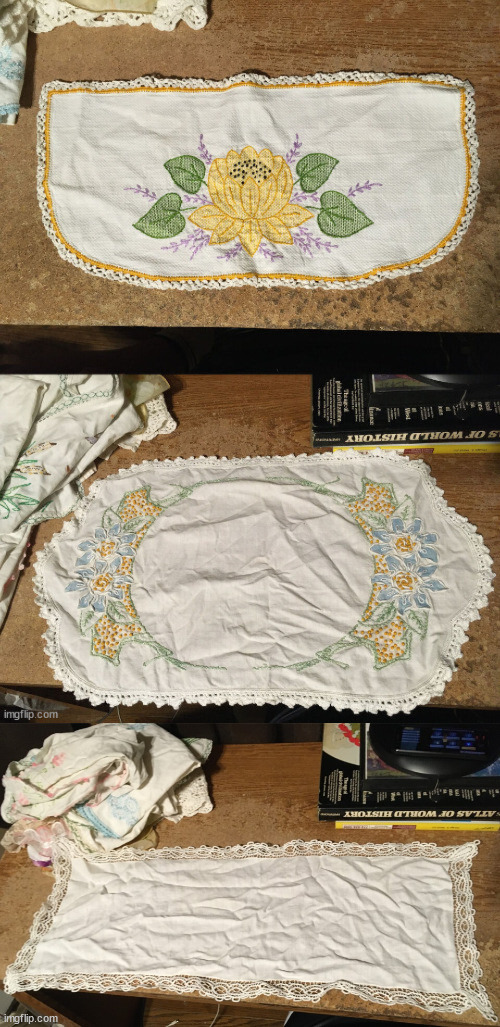 lot of 21 Vintage Embroidered Table Linens dresser scarves - photo 2