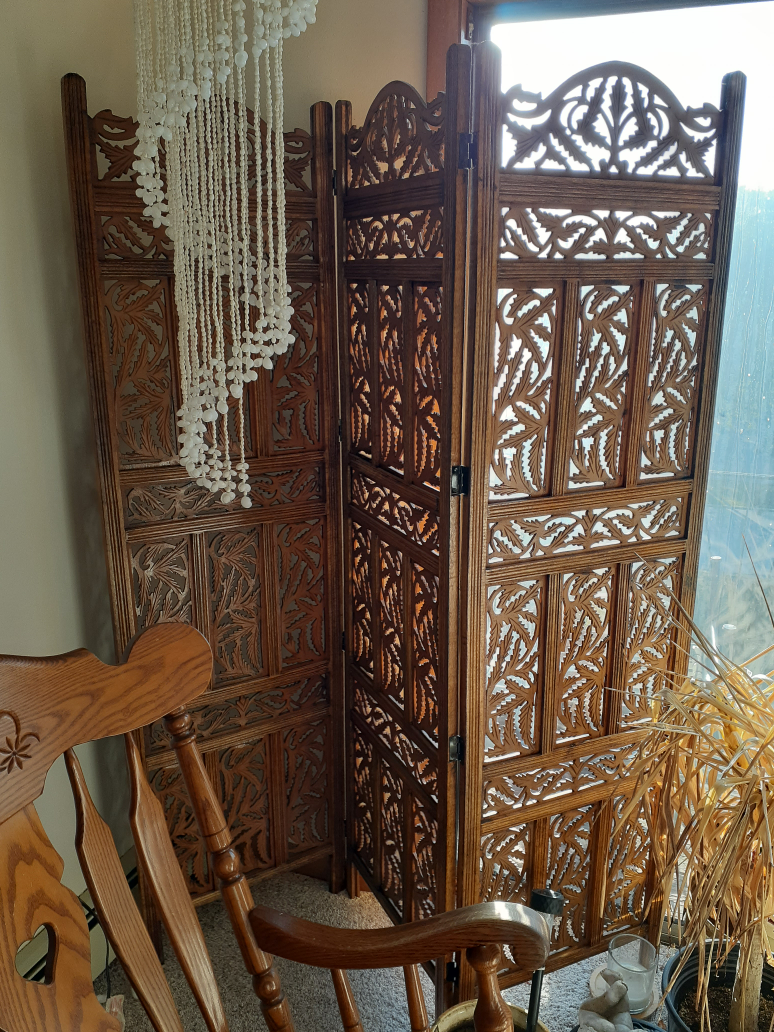 Carved Wooden Room Divider Screen - photo 2
