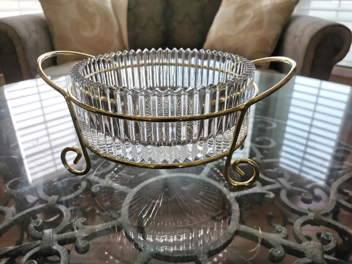 Mikasa Crystal Bowl With Gold Stand - photo 2