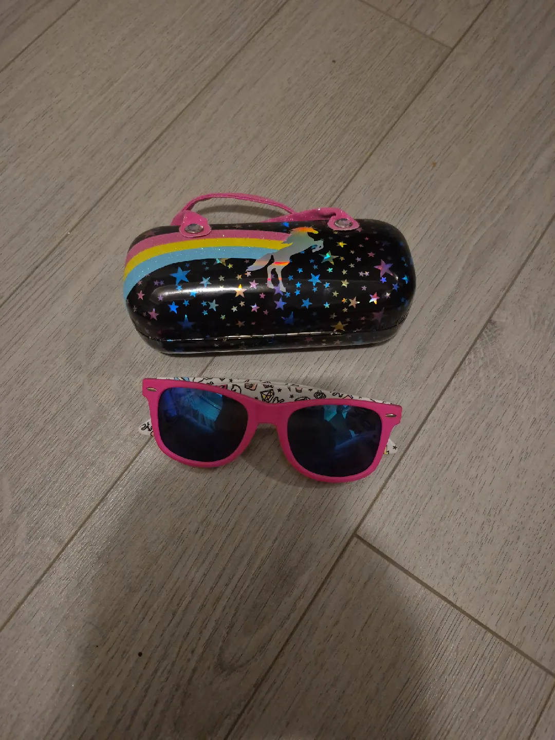 Pink Framed Sunglasses with Unicorn Case CASH ONLY thumbnail