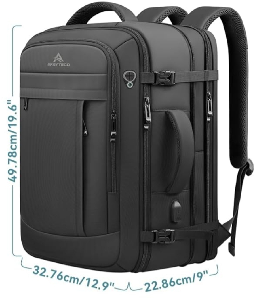 ARSYSTECO Carry On Travel Backpack - Black