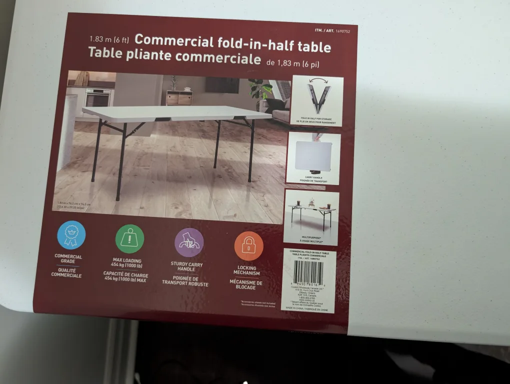 Costco - Commercial Fold-in-Half Table - 6 ft thumbnail