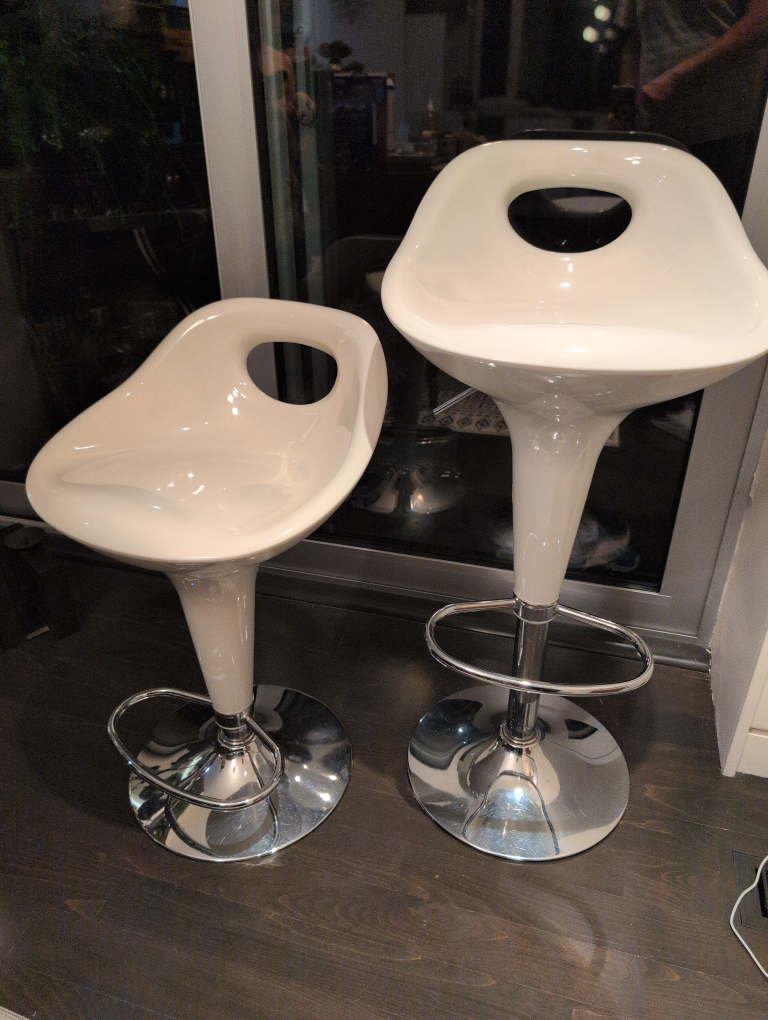 Modern White Bar Stools - Set of 2