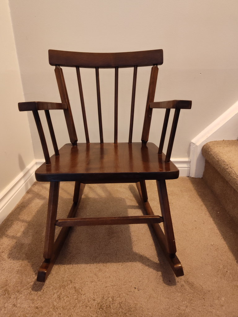 Child's Wooden Rocking Chair - Dark Brown Stain - photo 2