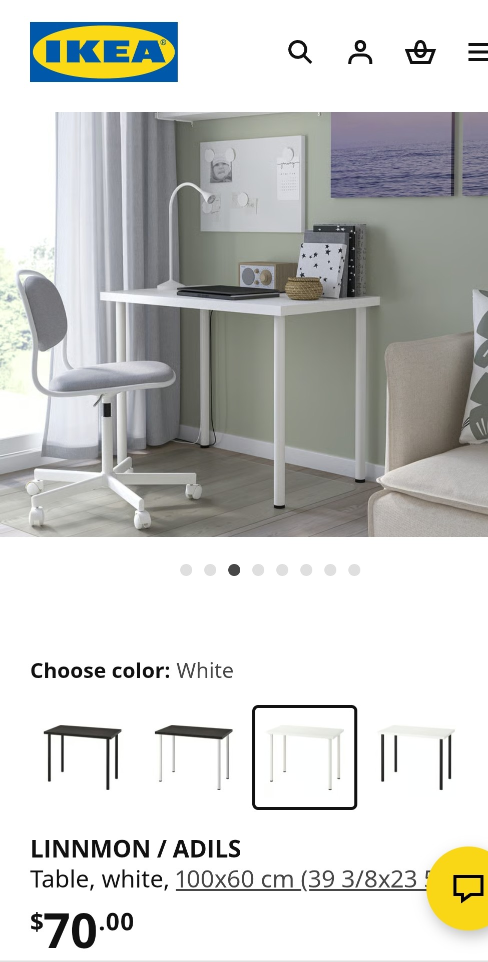 IKEA LINNMON / ADILS White Table - 39 3/8x23 5/8"