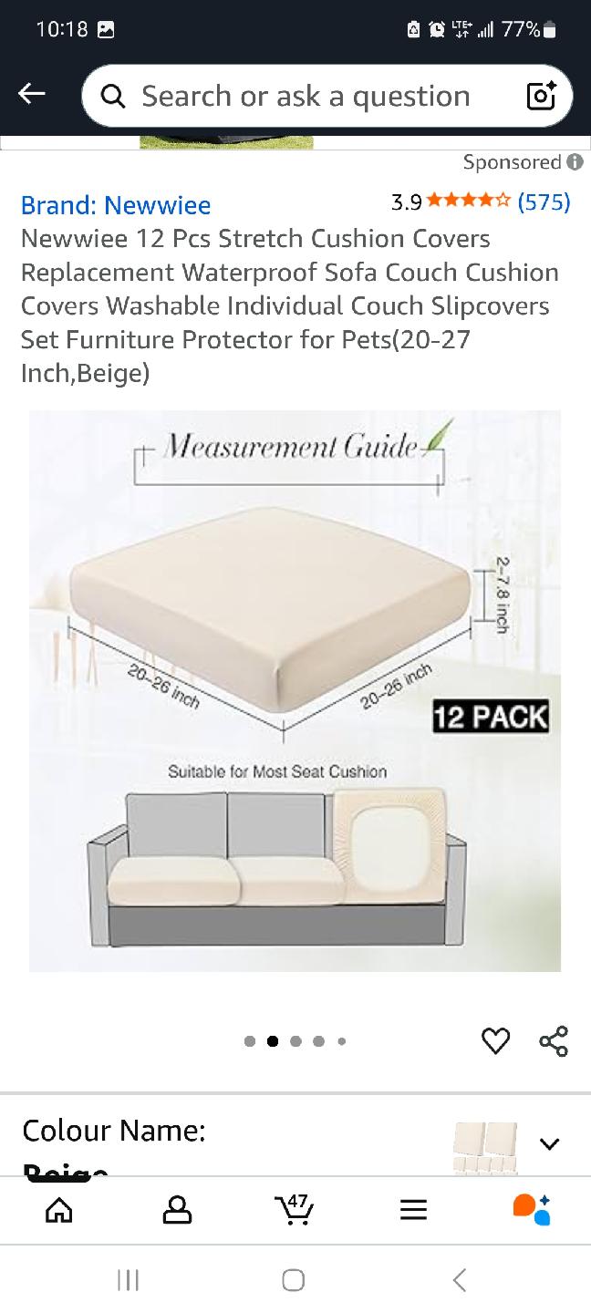Newwiee Beige Sofa Cushion Covers (20-27 Inch)