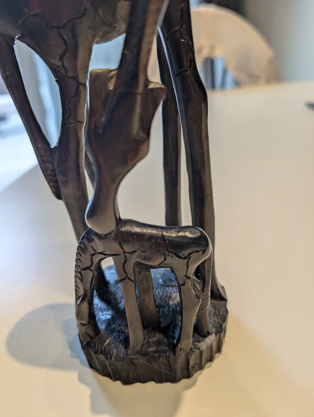 Hand Carved Giraffe Family Wood Sculpture image indicator(2)