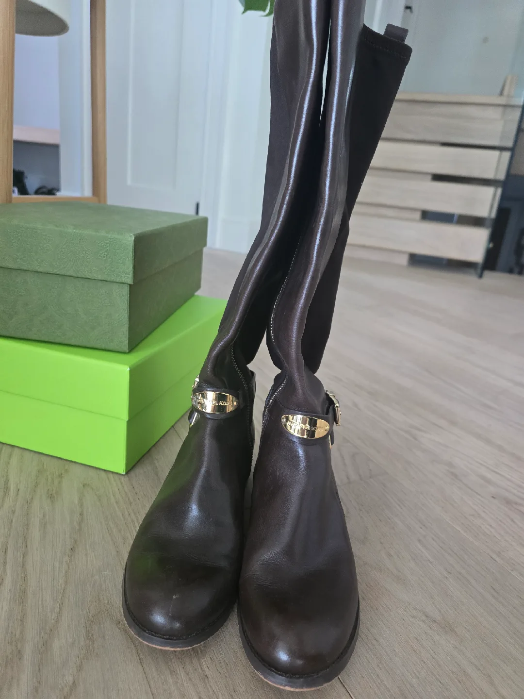 Michael Kors Brown Leather Knee High Boots - Size 6M thumbnail