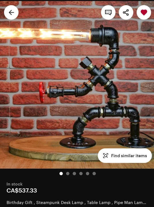 Steampunk Pipe Man Table Lamp image indicator(5)