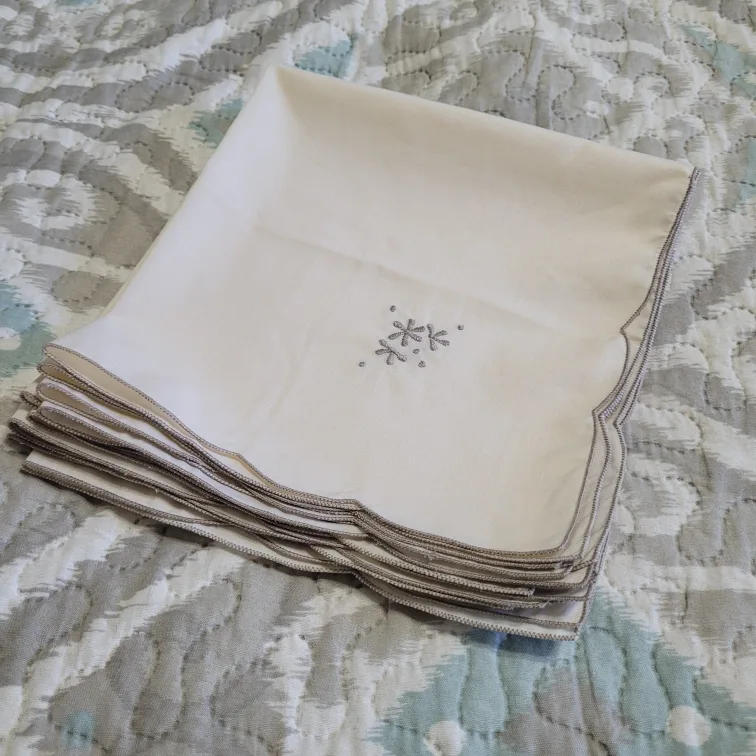 17" x 17" Set of 5 Vintage Embroidered Needlepoint Linen Napkins thumbnail