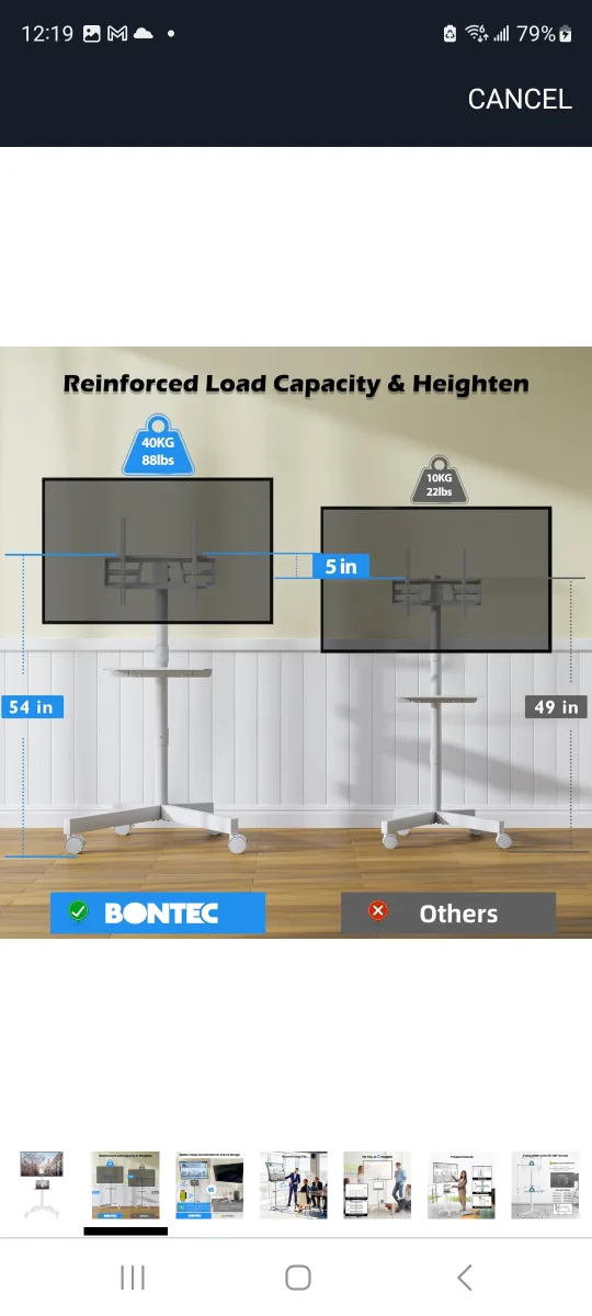 BONTEC Mobile TV STAND with Tilt Function image indicator(3)