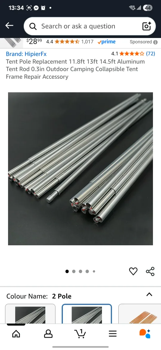 HipierFx Tent Pole Replacement 11.8ft (2 Pole) thumbnail