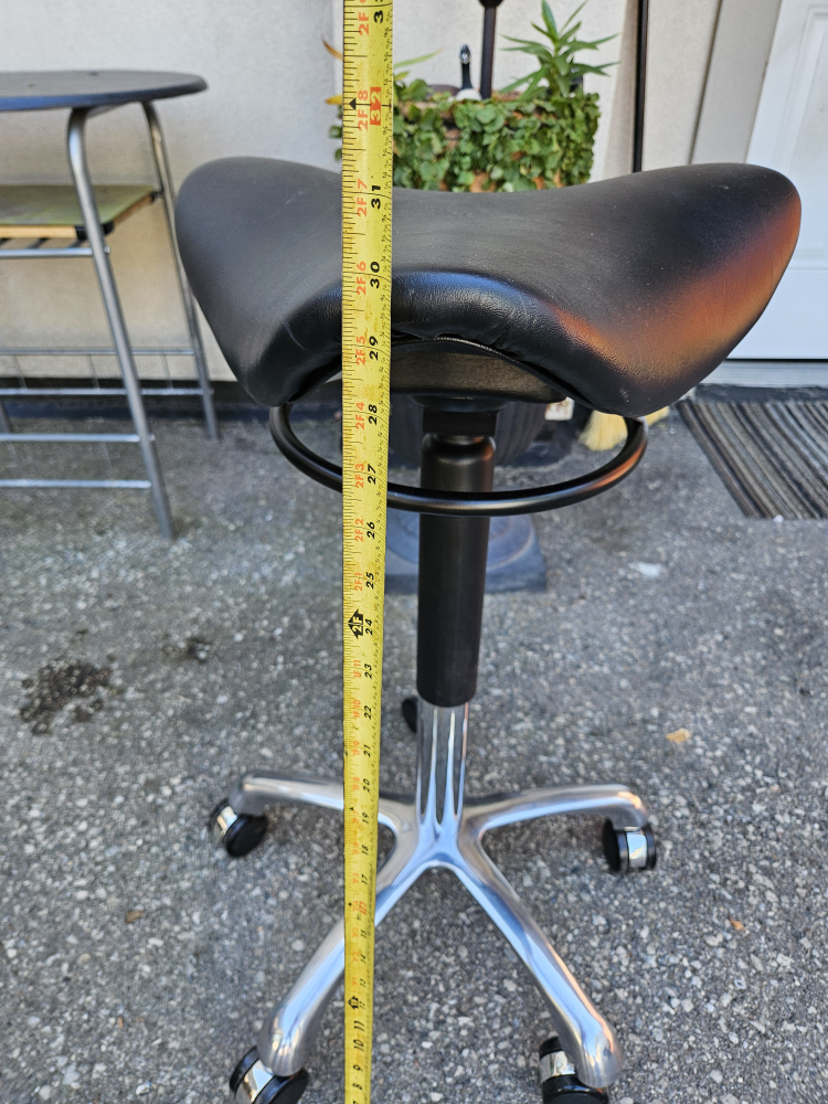 Saddle Seat Rolling Stool - Black - photo 3