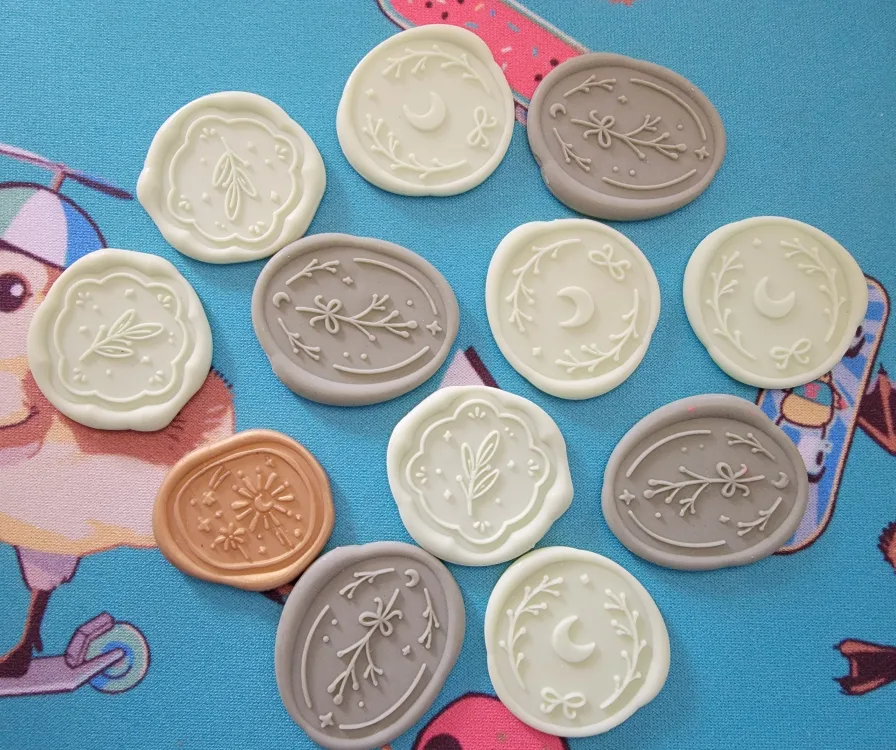 🥕 Wax Seal Stickers - Floral & Moon Designs thumbnail