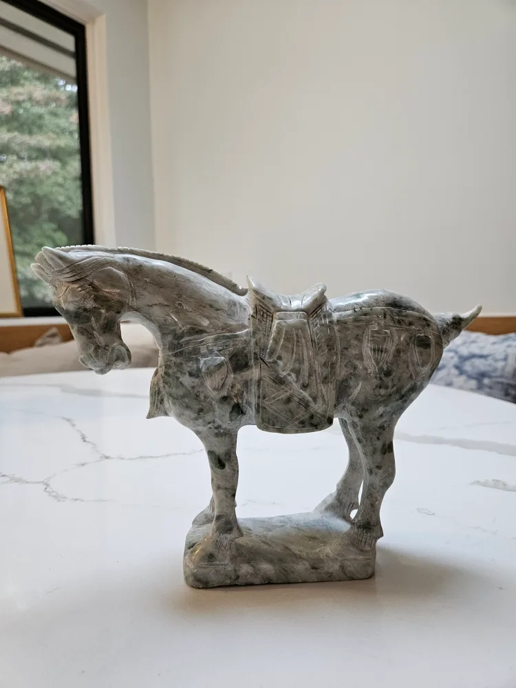 Jade Green Marble Tang Style Horse Statue image indicator(3)