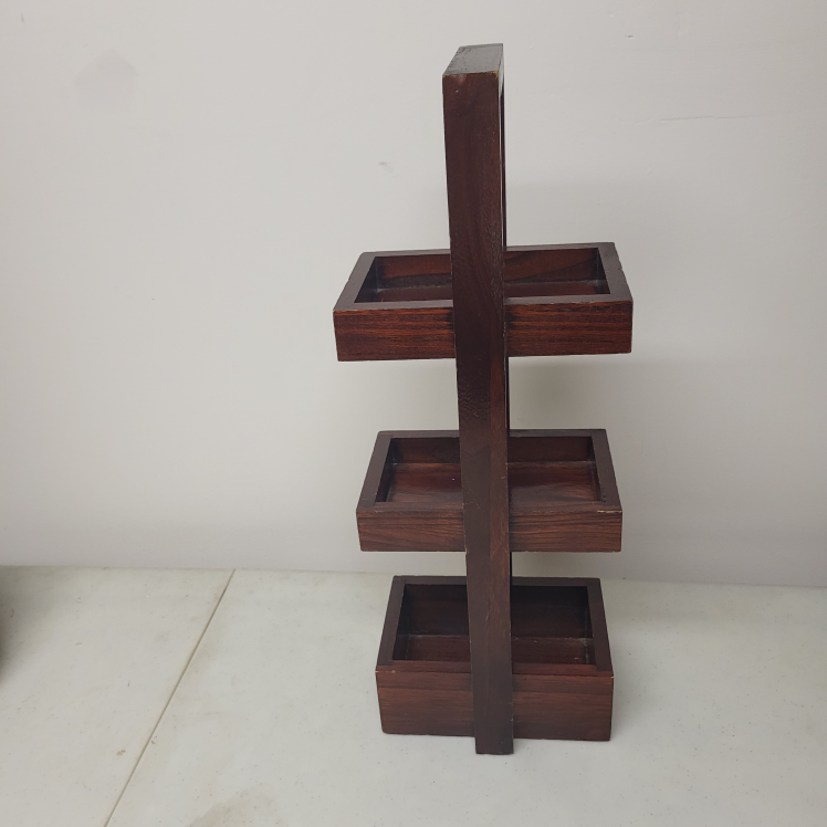Wooden 3-Tier Shelf - Dark Brown