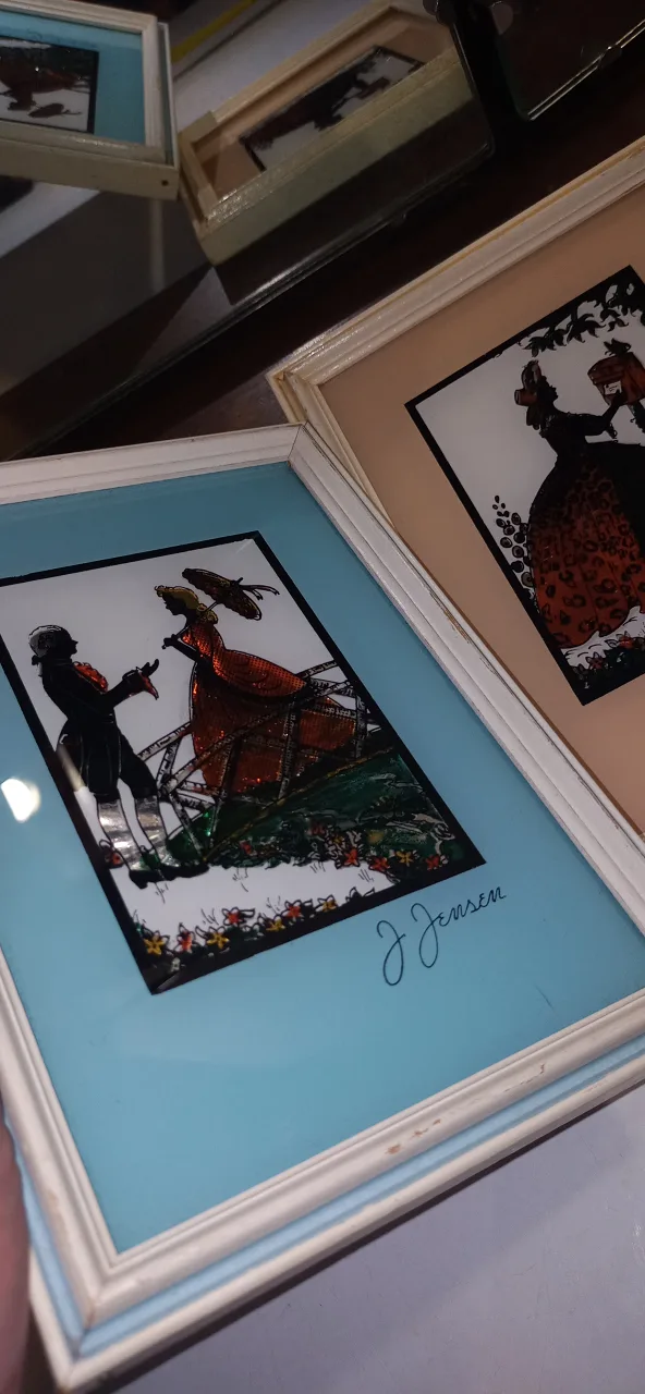 1930s 3x Vintage J. Jensen Silhouette Art - Framed image indicator(6)