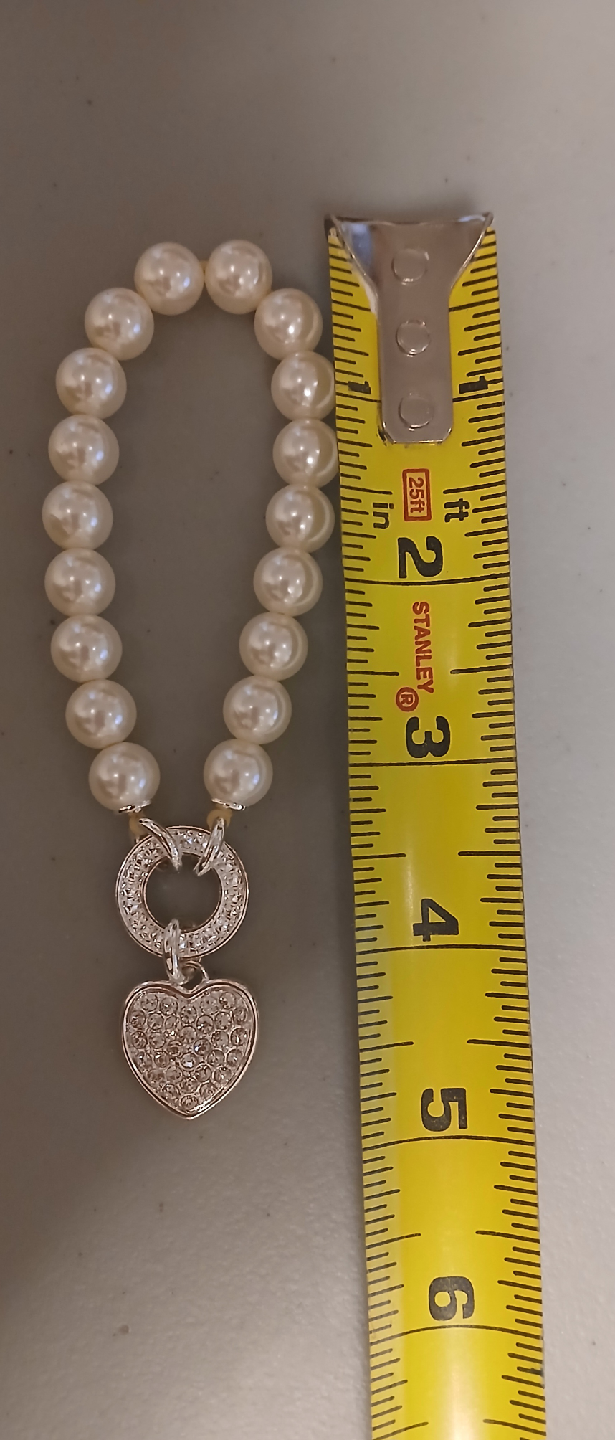 Pearl Bead Bracelet and necklace set with Heart Charm - photo 4