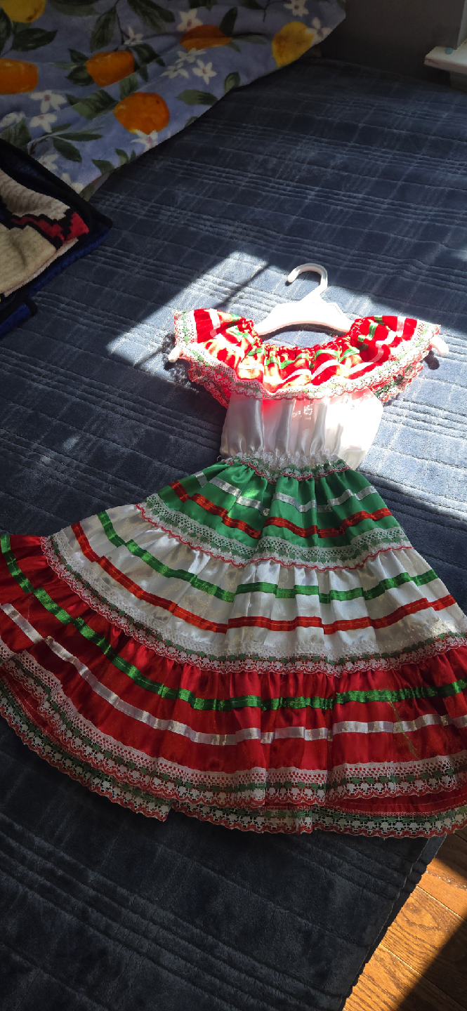 Mexican Dress - Red, White, Green